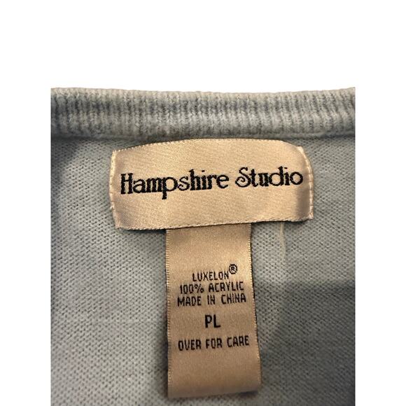 Hampshire Studio Cardigan & Top Petite Large USA Pearl Button Up Blue Acrylic - Picture 2 of 10